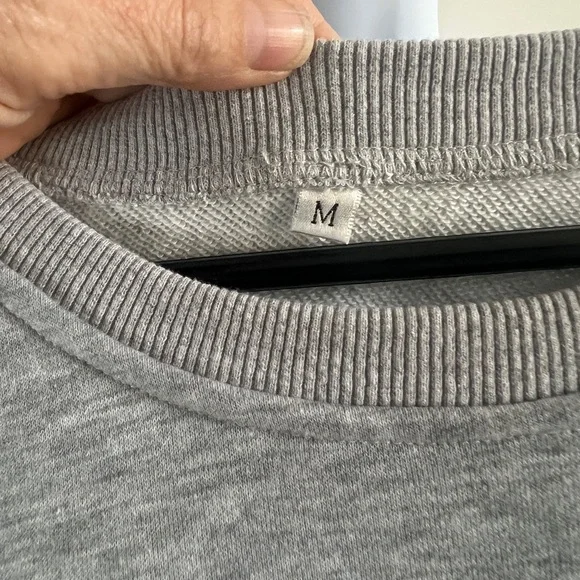 UNBRANDED Gray Cropped Sweatshirt White Skirt Layered Dress Size Medium - Picture 5 of 7